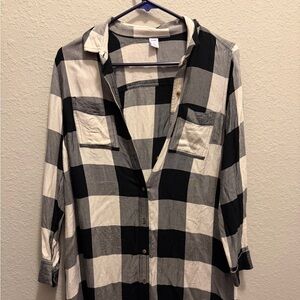 Black and White Plaid Button-Up dress